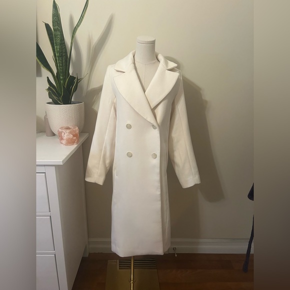 H&M Wool Trench Cream Beige XS BNWT - Picture 2 of 13